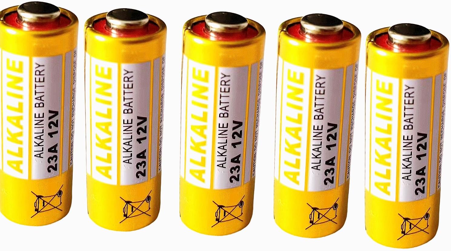 23A 12V Alkaline Battery (5-Pack) High Capacity A23 Batteries for Doorbells, Remote Controls, Car Alarms, and Keyless Entry Devices
