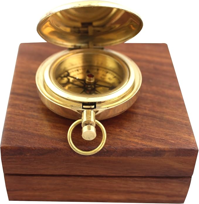Brújula decorativa retro de latón estilo náutico miniatura 4