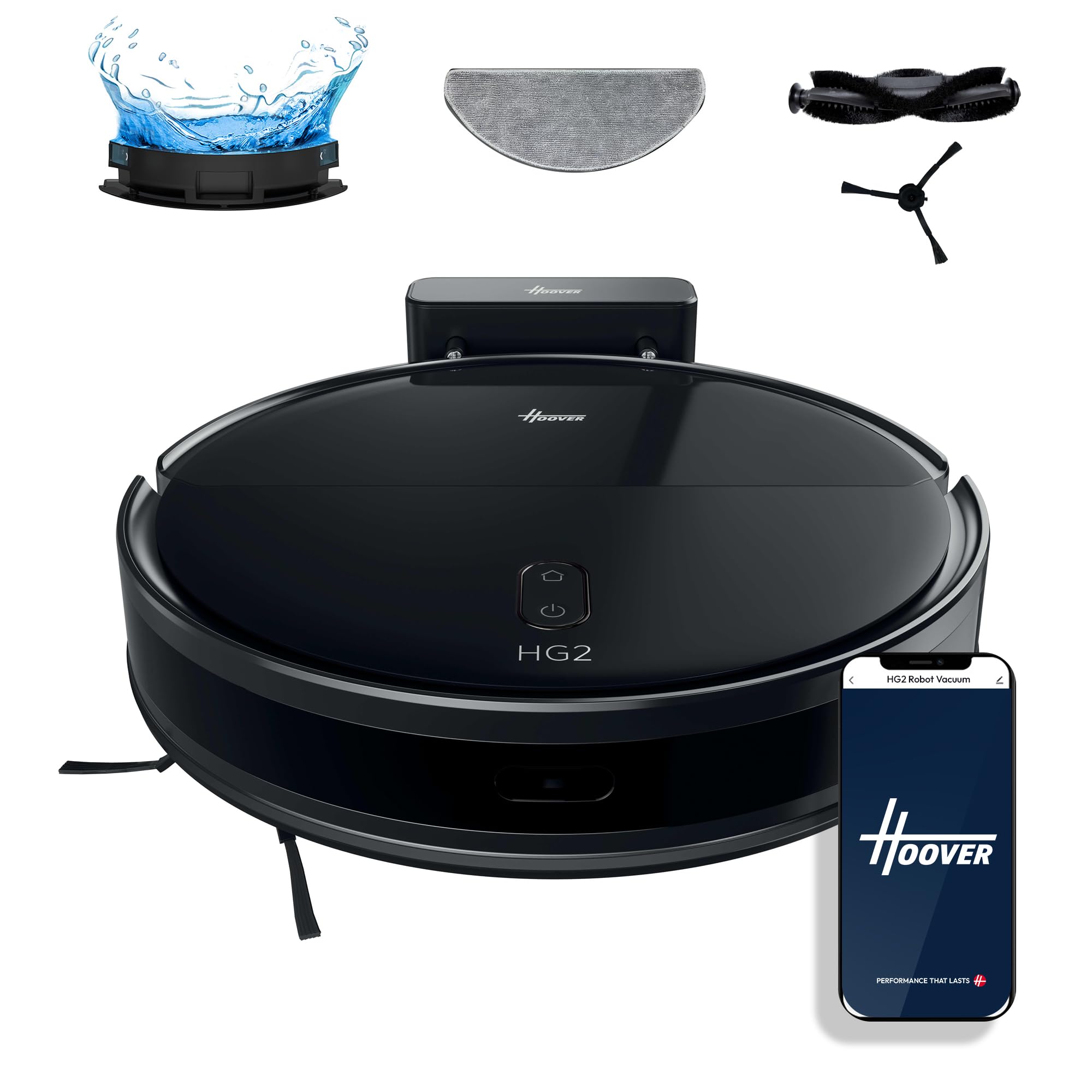 Hoover Hg2 Hydro Robot Vacuum Cleaner & Mop (Hg230H), Up To 160 Min Runtime, 5000Pa Suction, Point-Laser Navigation, Ultra-Slim, Self-Charging
