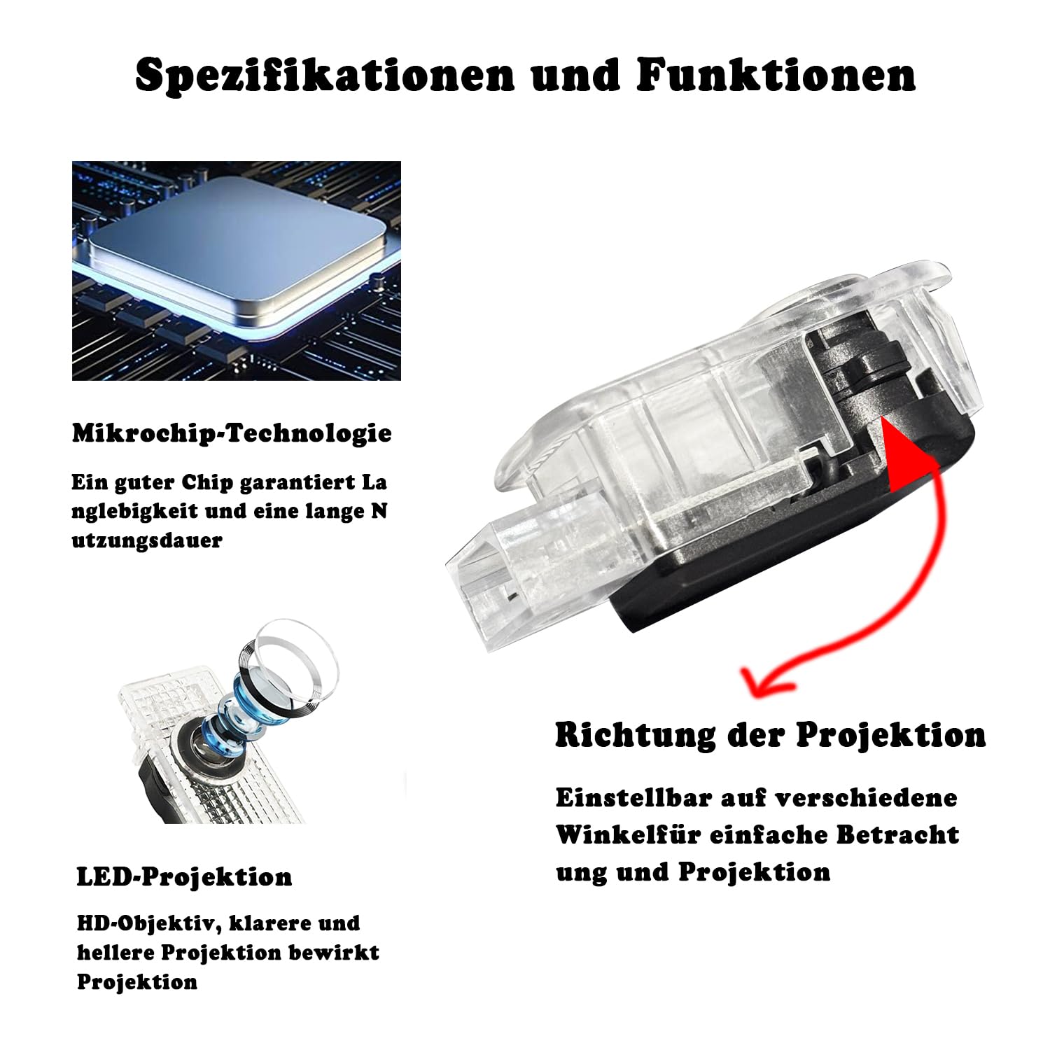 4 Stück Viererpack Autotürlichter Auto Eingang Beleuchtung Zubehör Auto Tür Logo Projektor Lichter für A1/A3/A4/A5/A6/A7/A8/Q2/Q3/Q5/Q7/Q8/TT/R8, Licht Sehr schönes Geschenk