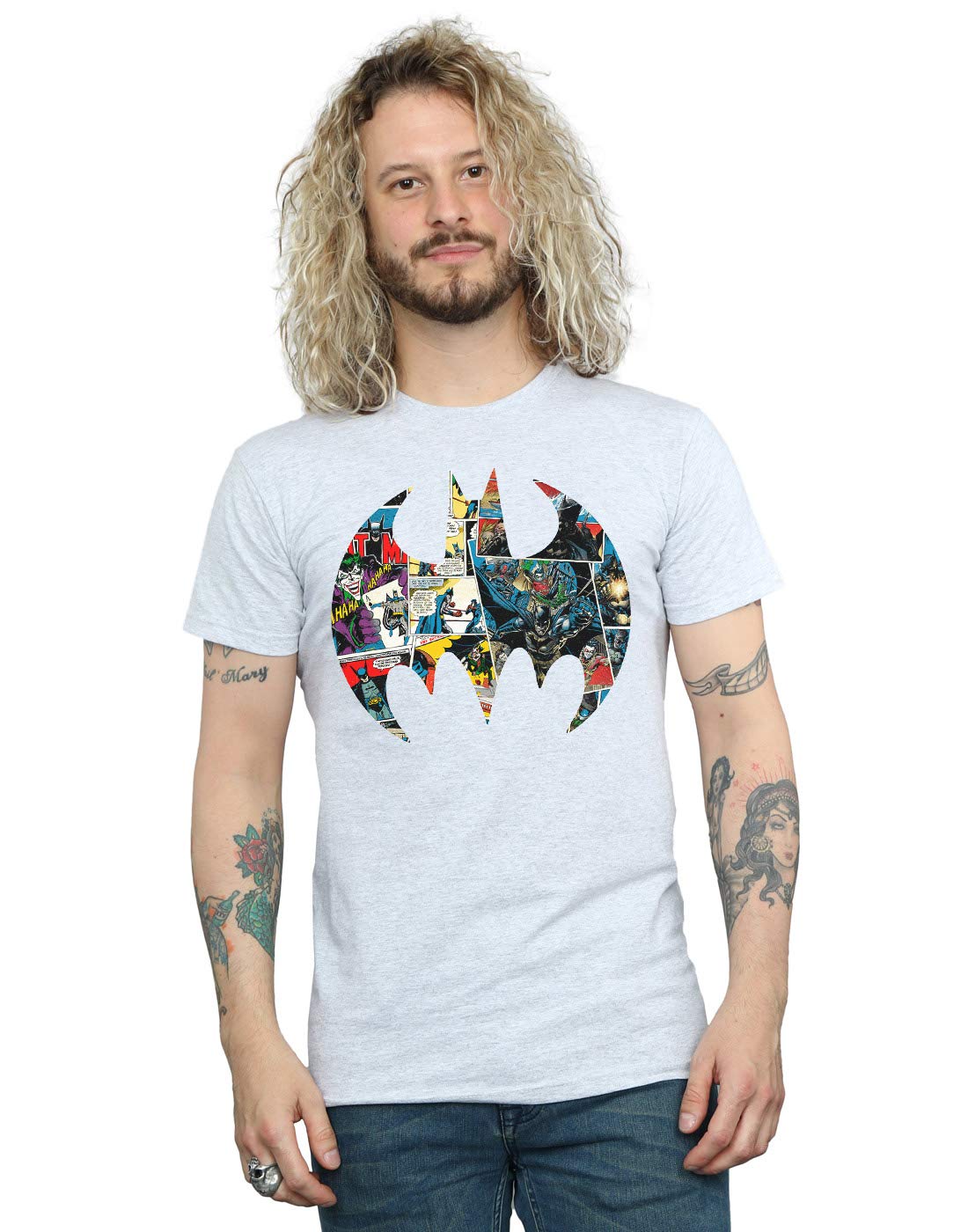 Absolute Cult Men's Sport Grey Dc Comics Batman Comic Book Logo T-Shirt Large