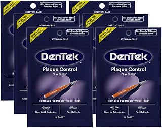 DenTek Easy Brush Interdental Cleaners: Fluoride-Coated Brushes for Braces, Teeth & Dental Work - 16ct, 6 Packs