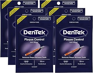 DenTek Easy Brush Advanced Clean Interdental Cleaners, Standard, 16 Count, 6 Pack