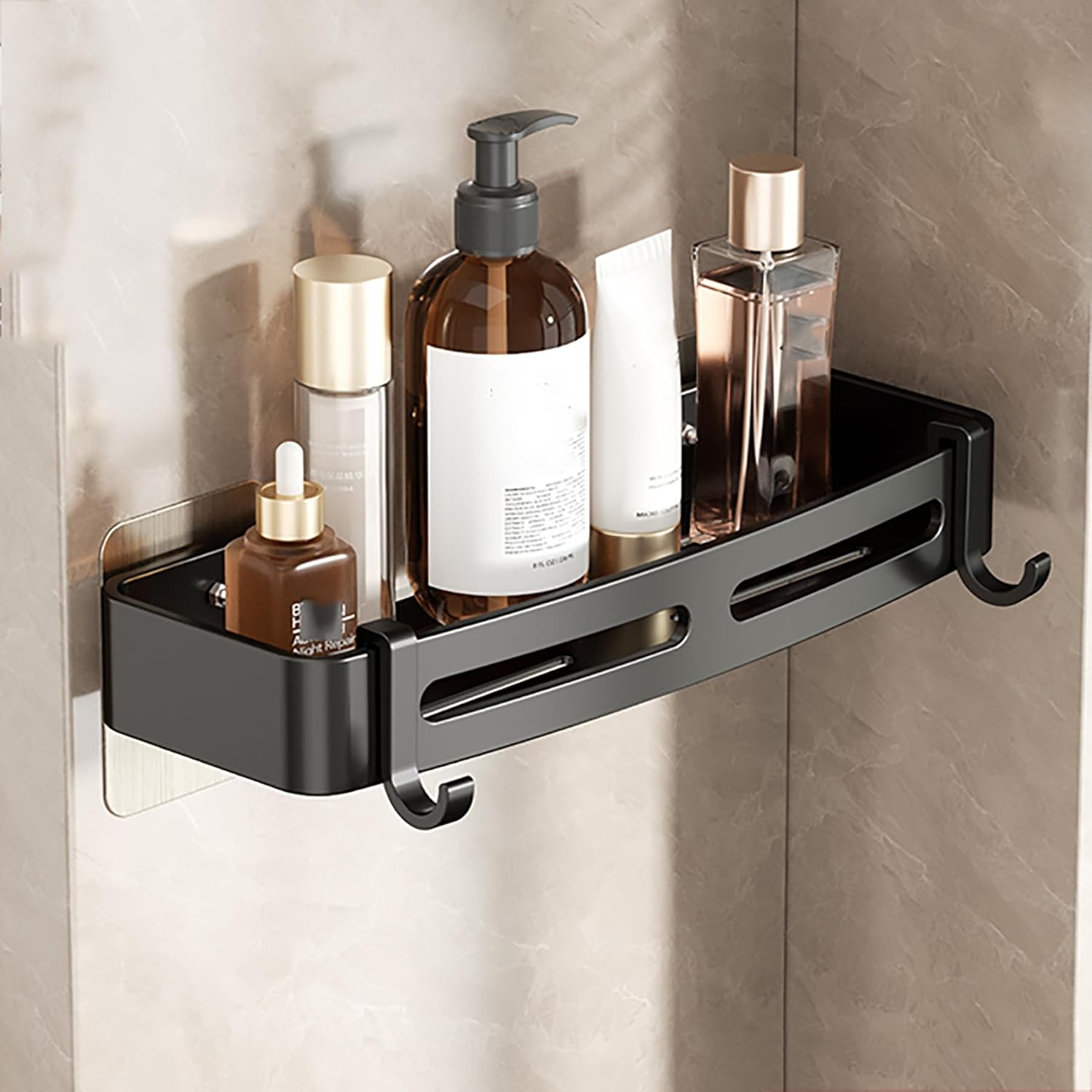 SRURLLUG Adhesive Shower Caddy Large Capacity Bathroom Organizers and Storage Wall-Mounted Kitchen Home Decor No Drilling Stainless Steel