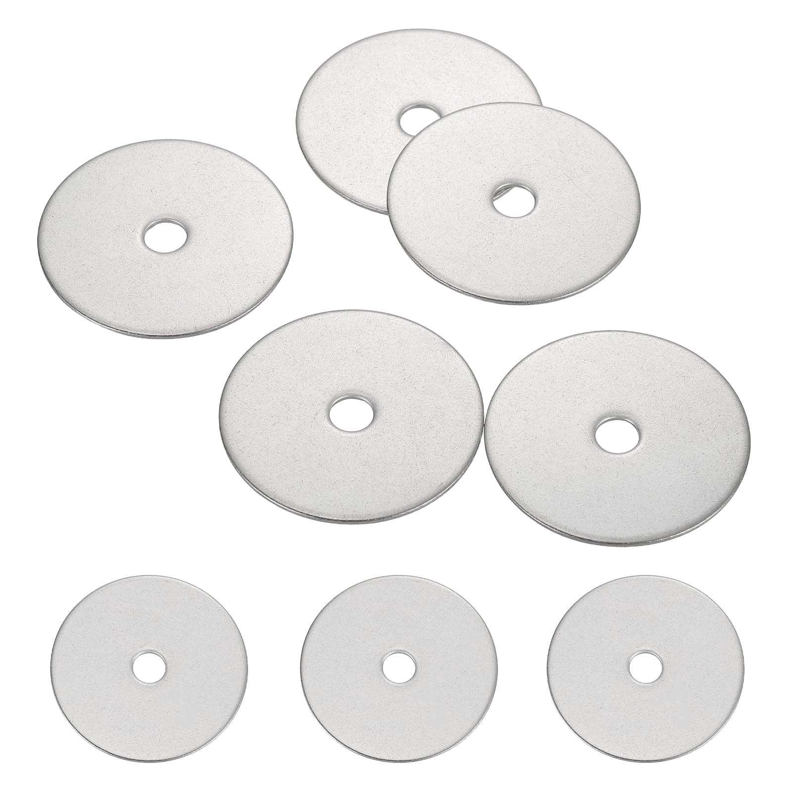 sourcing map 5 Pcs M6 304 Stainless Steel Flat Washers Round Flat Spacers for Screws, Bolts, Plumbing, Automotive, DIY, Electrical Device 6.5mm ID 40mm OD 1.2mm Thick