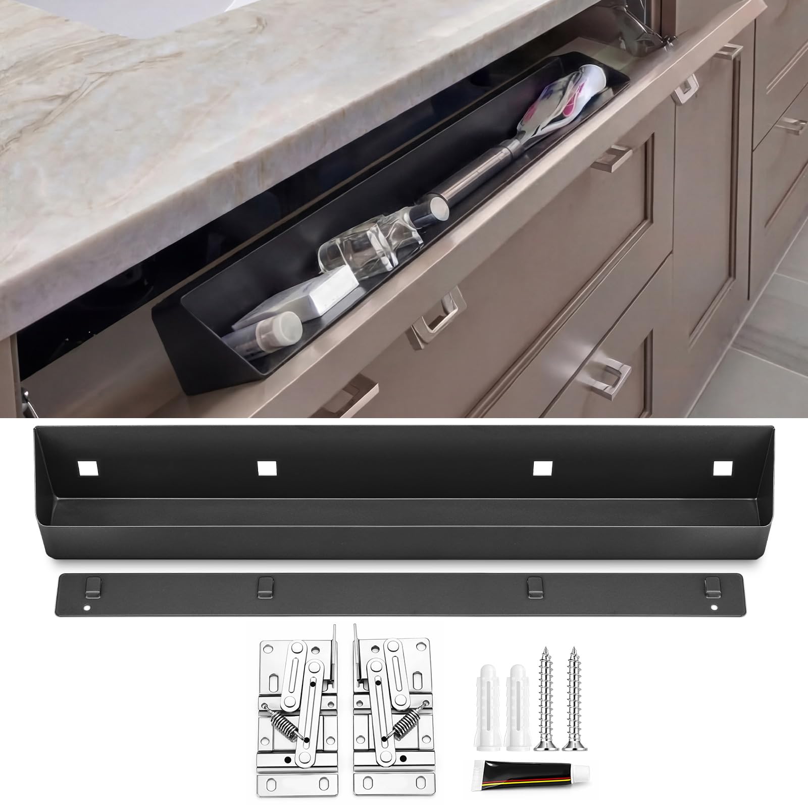 Photo 1 of Zonon 2 Set 19 Inch Tip Out Tray for Front Sink Kitchen Drawer, Matte