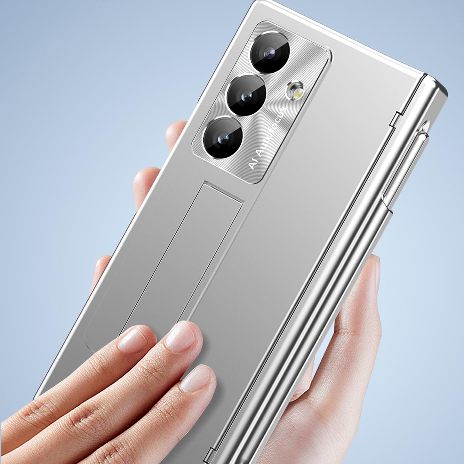 Etui platerowane kompatybilne z Samsung Galaxy Z Fold 8 Ultra, fajny uchwyt na długopis zawias różowy