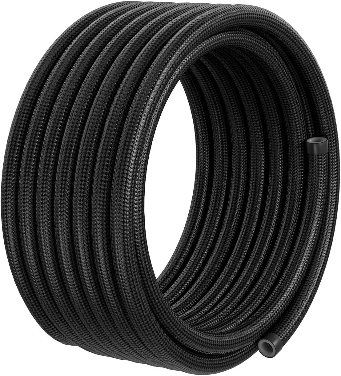 6AN PTFE Fuel Hose Line, AN6 20FT PTFE Hose E85 Nylon Braided Black