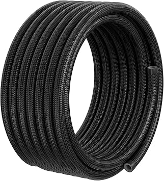 6AN PTFE Fuel Hose Line, AN6 10FT PTFE Hose E85 Nylon Braided Black