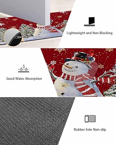 Miniatura 3 de Tapete de baño rojo de Navidad para bañera, antideslizante, de secado rápido y absorbente, tierra de diatomeas, fregadero, dormitorio, cocina, sala