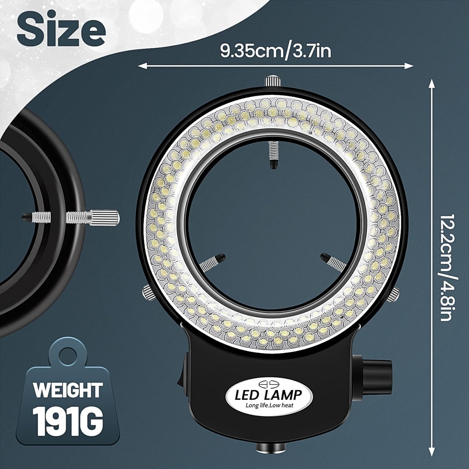 Lampada ad per microscopio Jevina 144 LED Lampada ad regolabile 0-100% per illuminazione ad per microscopio