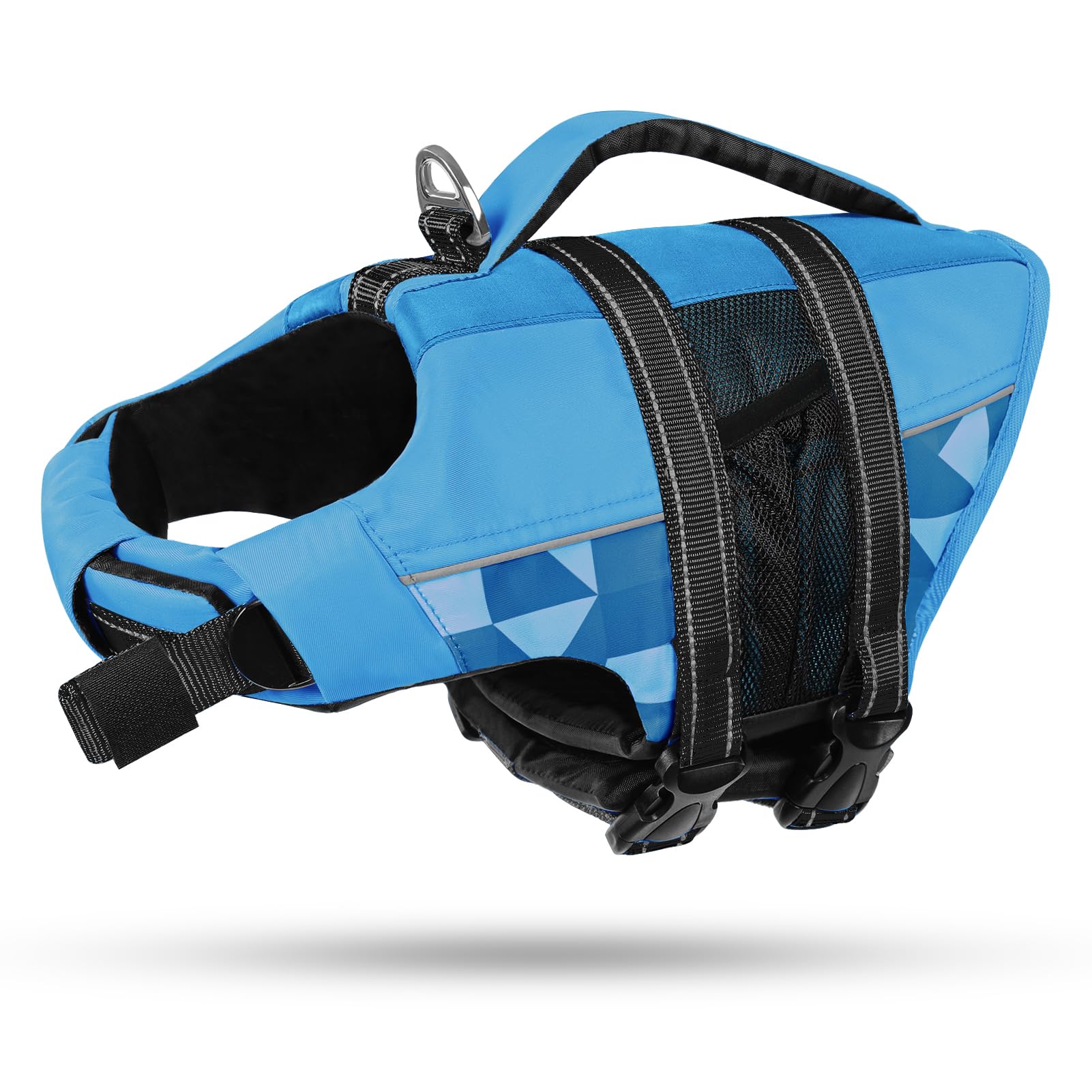CITÉTOILE Giubbotti di Salvataggio per Cani, Regolabile Salvagente per Animali con Manico, Costume da Bagno di Sicurezza in Acqua per la Vela in Piscina Sulla Spiaggia, Blu, S