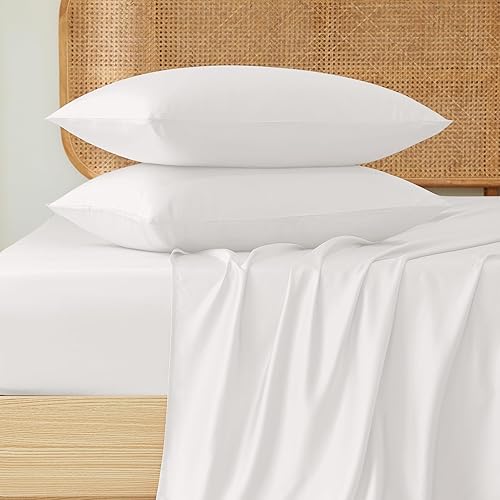 Miniatura 4 de THXSILK Juego de sábanas de seda de morera de lujo, juego de sábanas de 3 piezas de bolsillo profundo de 16 pulgadas, 1 sábana bajera, 1 sábana