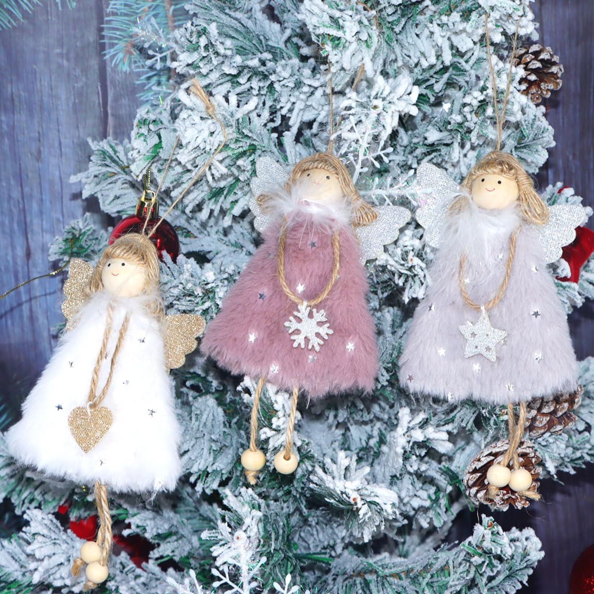 FZBNSRKO 3 Pcs Angel Doll Pendants,Christmas Plush Ornaments Plush Angel Ornaments for Christmas Party New Year,Birthday,Wedding,Valentine's Day Decoration - Image 3