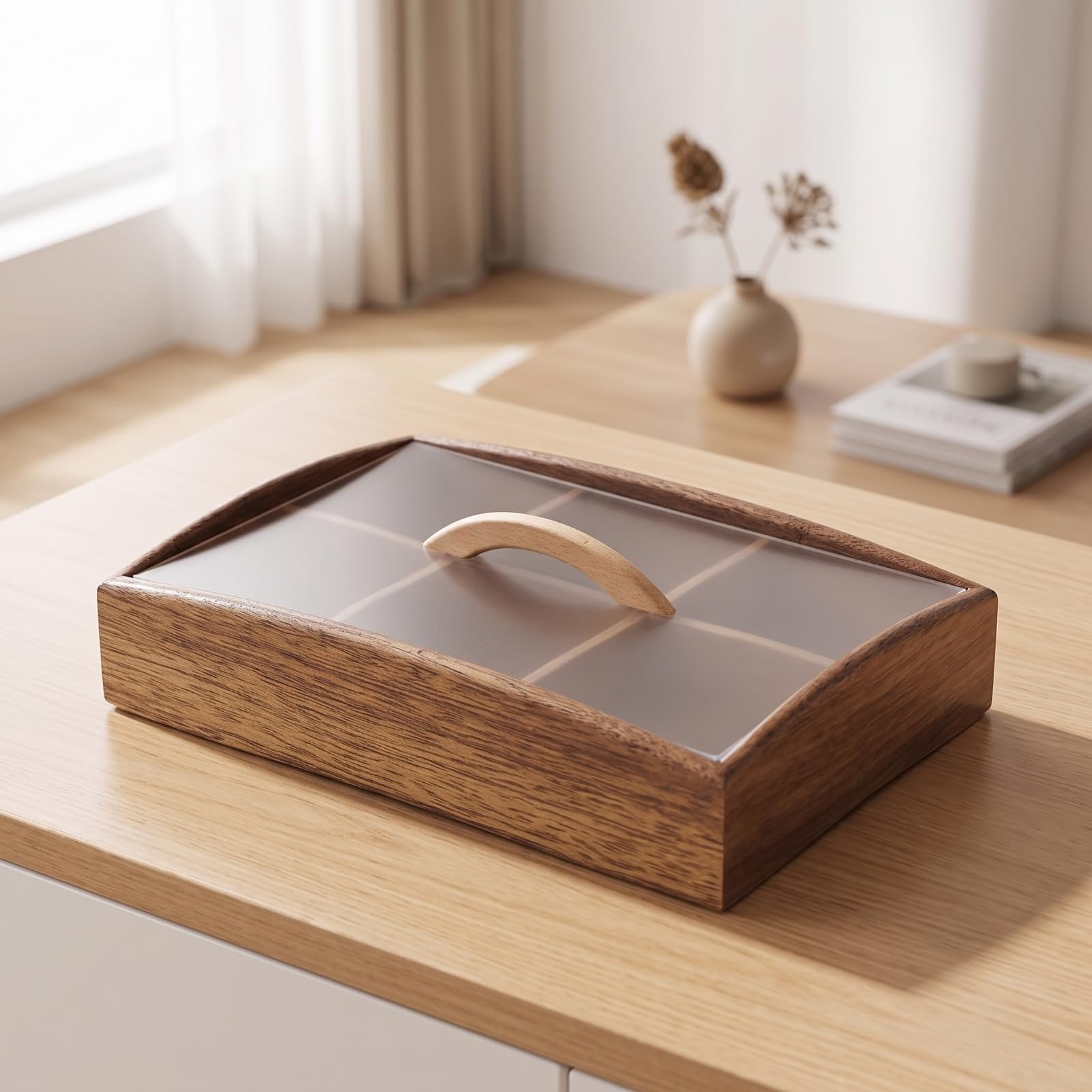 Banja con Compartimentos Rústica Banja Elegan Vajilla para Aperitivo, Salón, Seis Compartimentos con Tapa