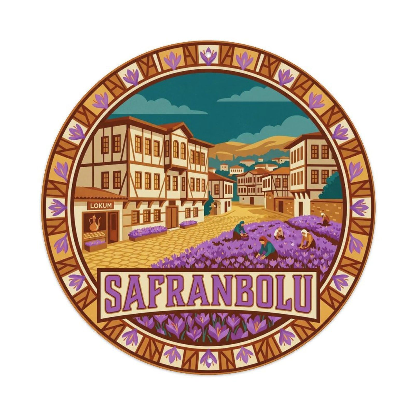 Safranbolu Ottoman Turkey Travel Heritage Graphic Metal Tin Sign