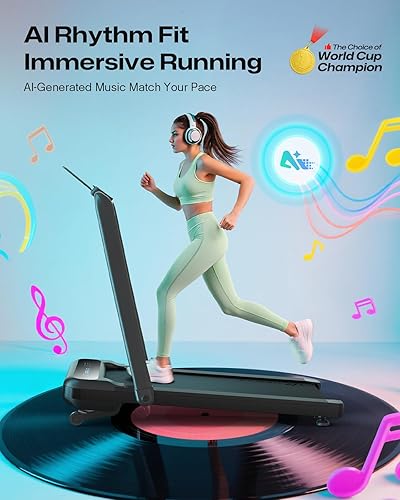 Miniatura 3 de Smart Treadmill with 9% Auto Incline, Hiking and Running Walking Pad Treadmills for Home Office, Treadmill with UREVO APP, AI Powered Music Course