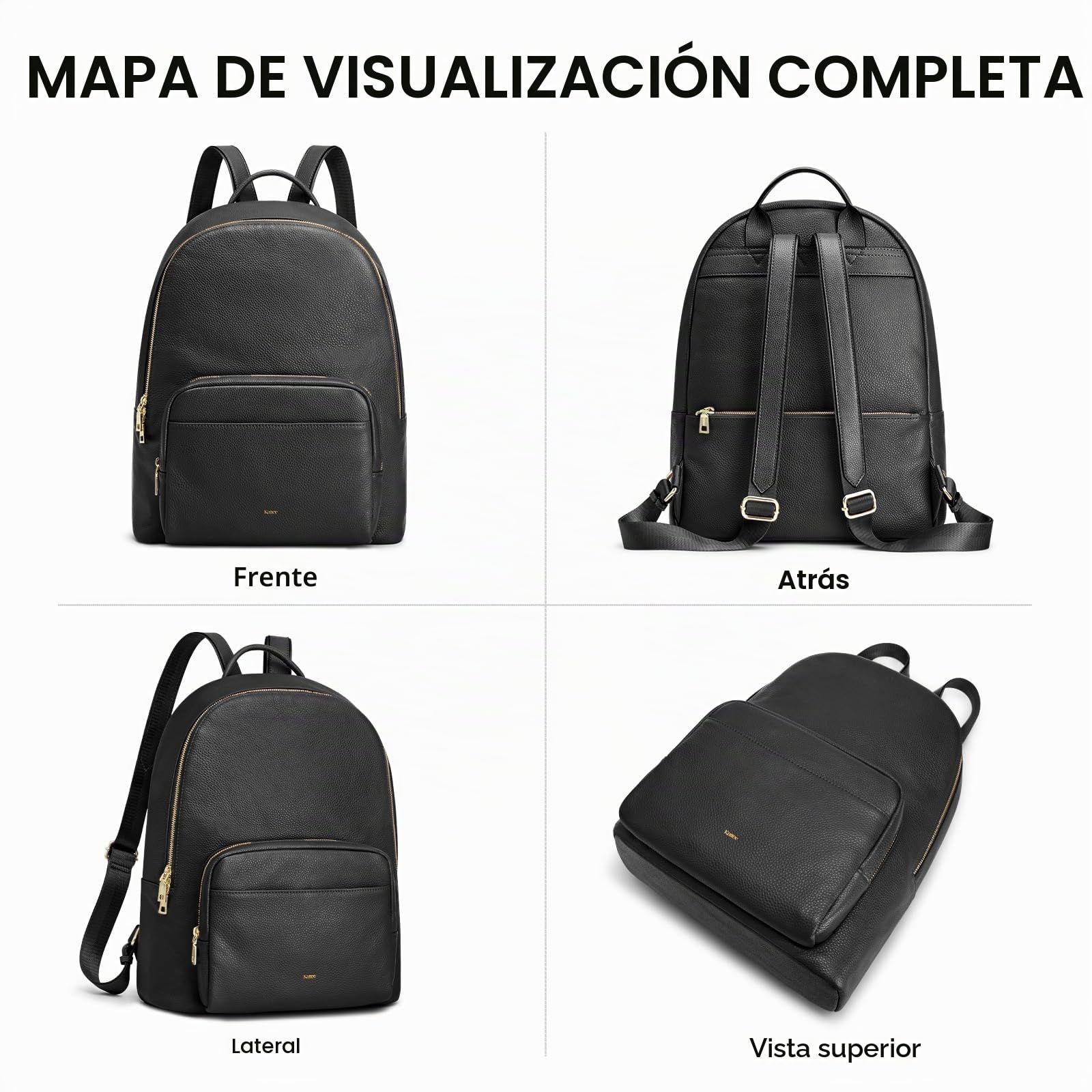 Kattee Mochila de piel auténtica para mujer, bolso de mano de moda