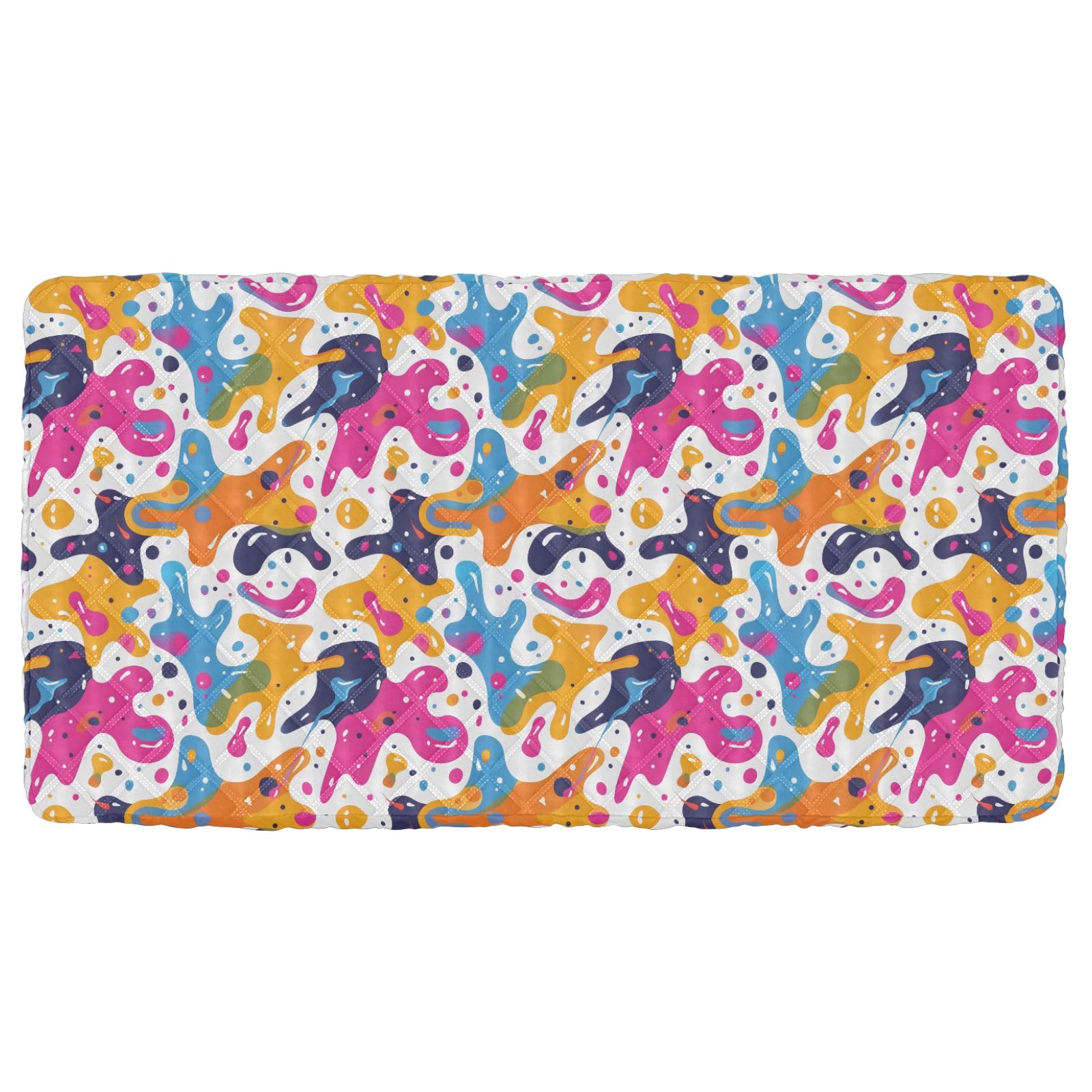 Portable Toddler Bed Sheet for Kids Funny Patterns with Colorful Blobs Travel Bed Fitted Sheet