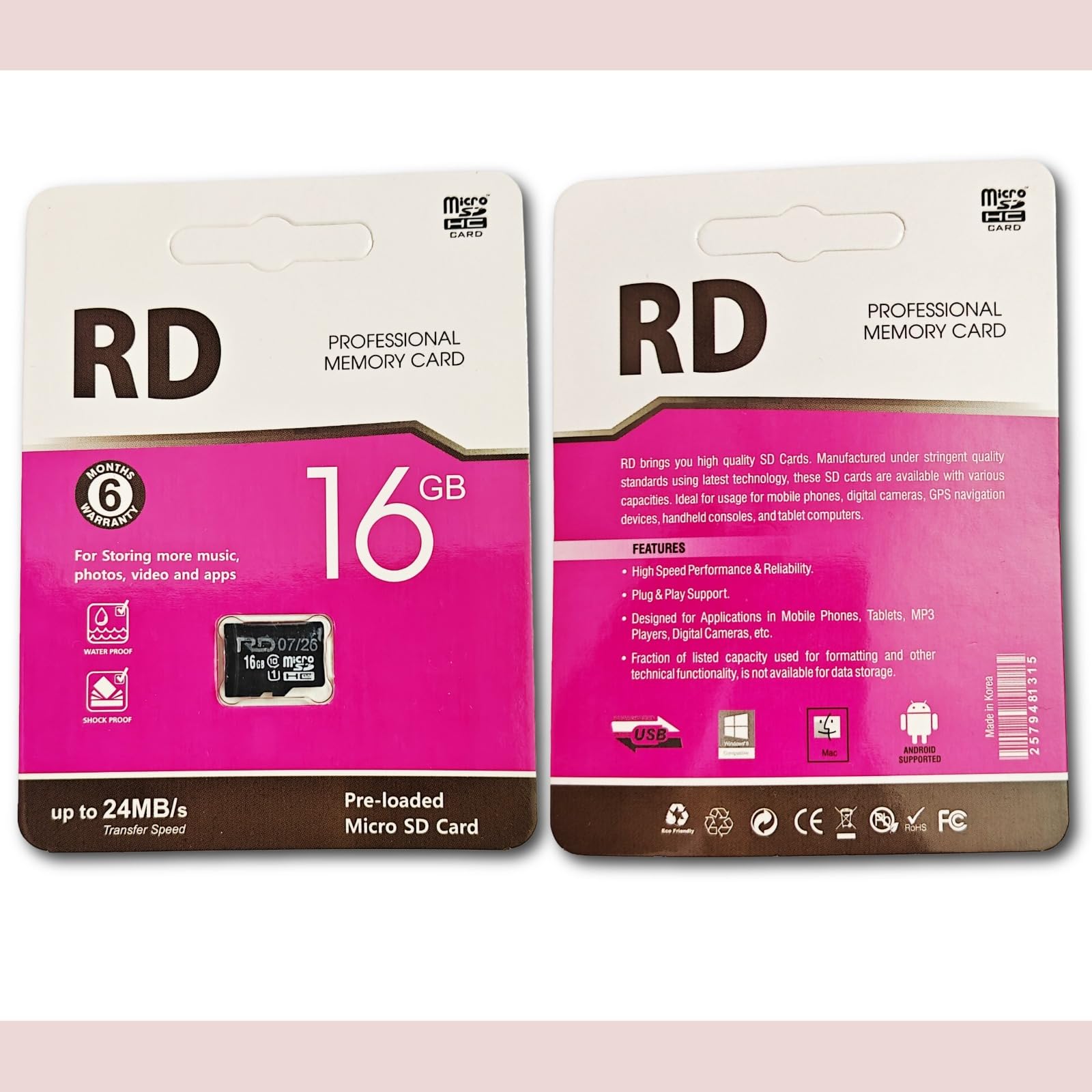 RD 16GB Micro SD Memory Card, Up to 24MB/s Transfer Speed | Waterproof & Shockproof, Plug & Play, Wide Device Compatibility, Stores Photos & Videos-image-49