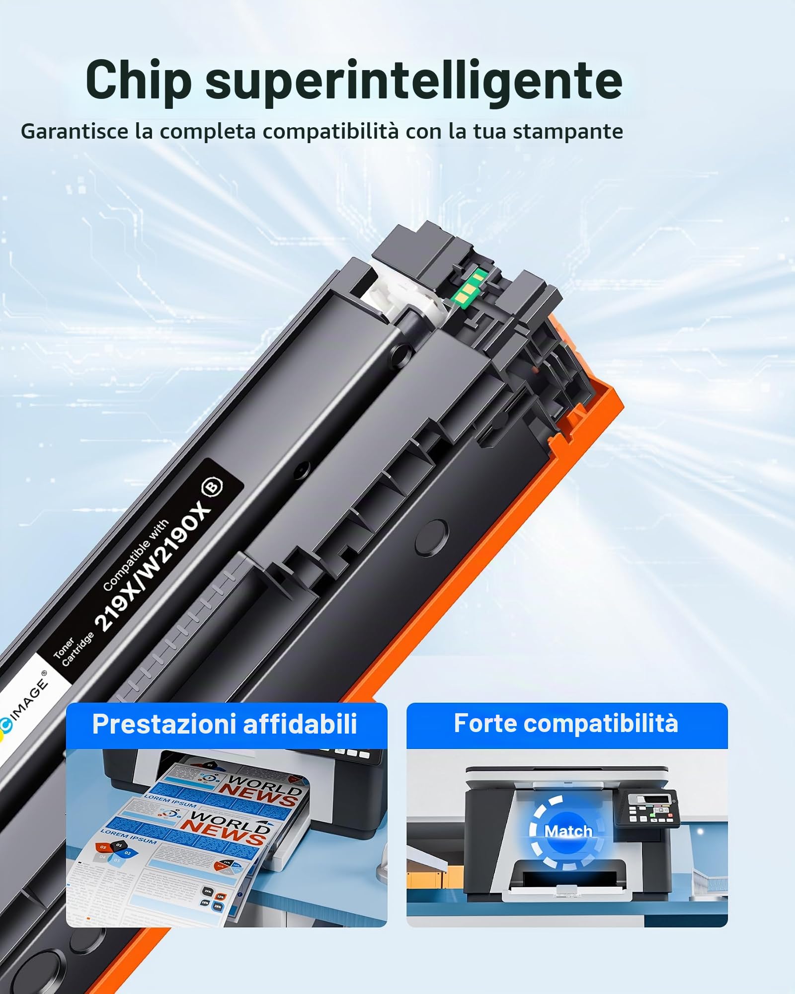 GPC Image 219X Toner Compatibili per HP 219X 219A per MFP 3302FDW 4-Pack | Con Chip, Color LaserJet Pro MFP 3302SDW, 3302SDWG, 3302FDN, 3302FDNG, 3202DN, 3202DW, W2190X