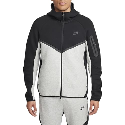 Nike Tech Men's Full-Zip Windrunner Hoodie (HV0949-011, Black/Dark Grey Heather/Black)
