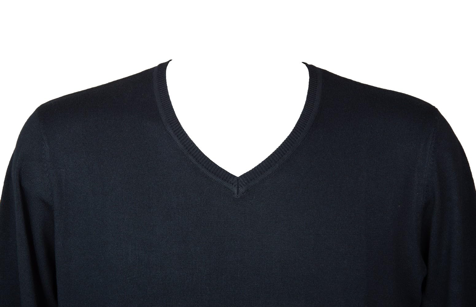 RAGNO Men's V-neck long-sleeved pullover shirt summertime light strech viscose article U828M2, 078 Bleu, 50