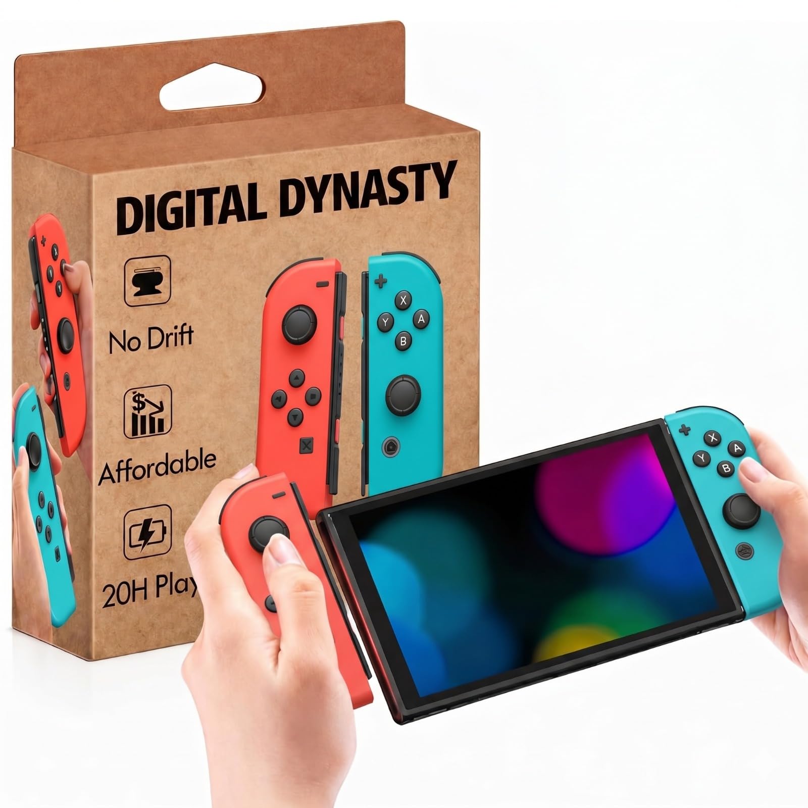 Photo 1 of ***STOCK PHOTO REFERENCE ONLY*** Digital Dynasty Joy-Con (L/R) Compatible with Nintendo Switch Controller - Wireless Controller For Nintendo Switch,Lite,OLED - Support Double Vibration,Motion Sensing,Wake-up,Screenshot (Red & Blue)