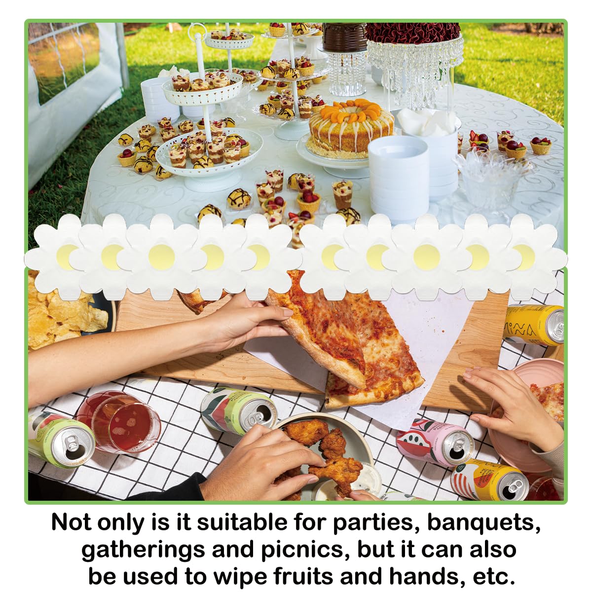 80 servilletas de margaritas, servilletas de papel de margaritas en forma de flor, servilletas de cena desechables para bodas, fiestas de cumpleaños, baby shower, suministros de vajilla