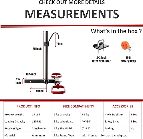 Miniatura 9 de 1 soporte para bicicleta eléctrica para enganche de remolque, soporte de enganche para bicicleta eléctrica, para enganche de automóvil con receptor