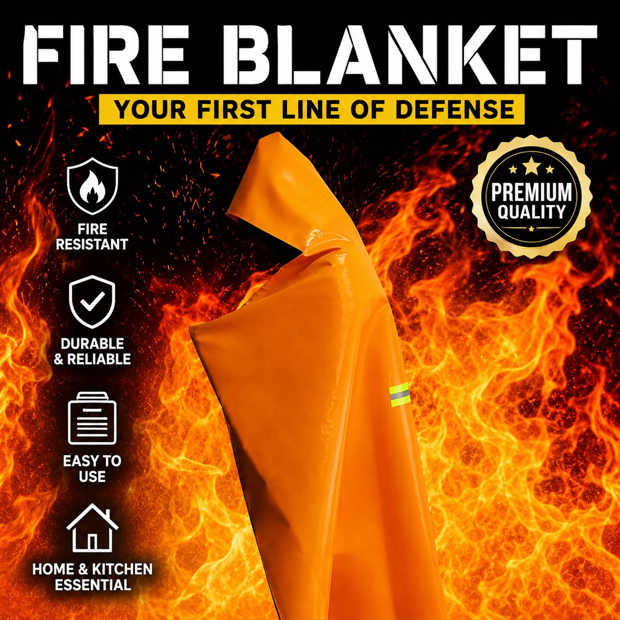 Manta ignífuga | Manta ignífuga con capucha | Mantas de emergencia contra incendios para cuerpo completo | Capa con capucha de emergencia con tiras reflectantes | Resistente al calor