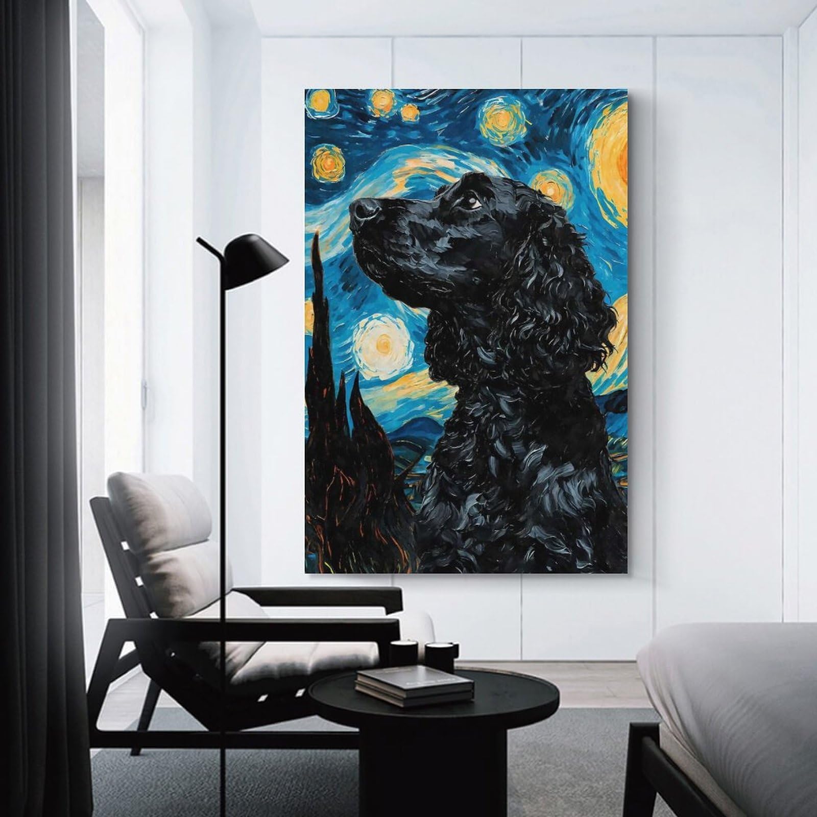 Junmoney Unframe-Style-8 Home Decor Wall Art Starry Cocker Spaniel, 16X24inch(40X60cm), For Bedroom Decor, Cosy Corners Or Studios, Decorative Wall Art For Cosy Rooms