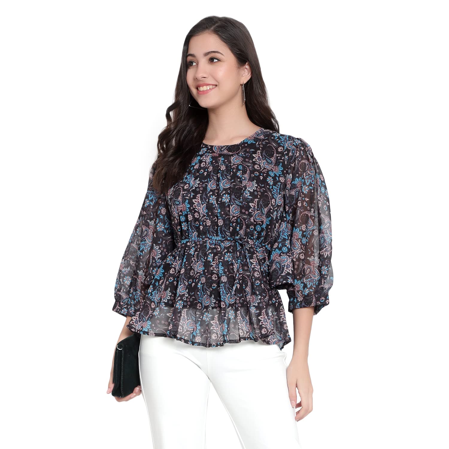 sky heights Women Georgette Printed Top-picture-48