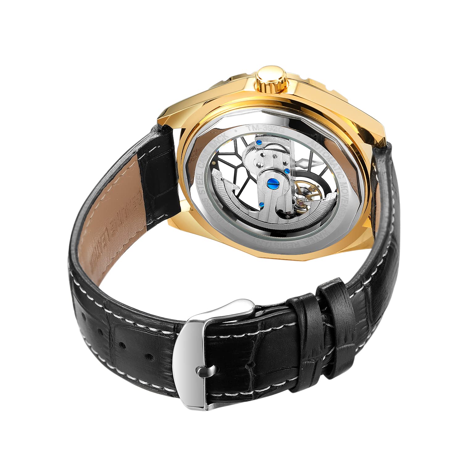 FORSINING Reloj mecánico de lujo para hombre, esfera grande, 48 mm, esqueleto transparente, impermeable, analógico