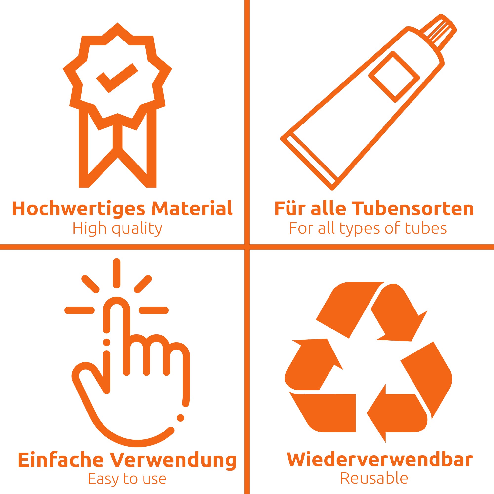 ECENCE 2x Wyciskacz do tubek, wyciskarka do tubek pasty do zębów, tubek z farbami, kremów, środków czyszczących, musztardy, przyrząd do wyciskania tubek, squeezer do łazienki i kuchni