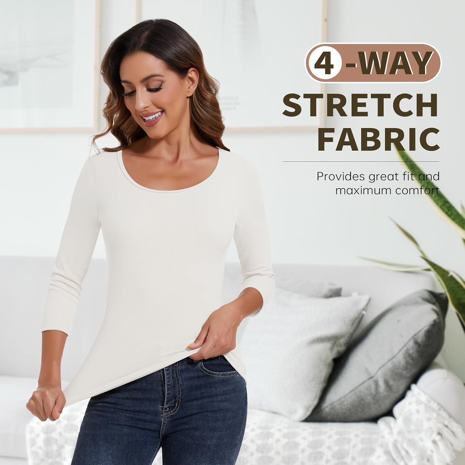 Soneven Thermal Shirts for Women Base Layer Ultra Soft Fleece Lined Underwear for Winter Cold Weather - Image 3