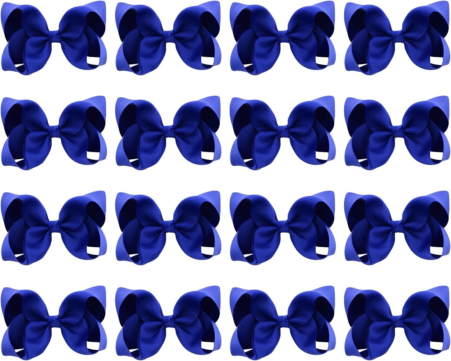 DEEKA 16 PCS 4" Hand-made Hair Bow Grosgrain Ribbon Solid Color Hair Bow Alligator Clips Hair Accessories for Little Teen Toddler Girls -Royal Blue