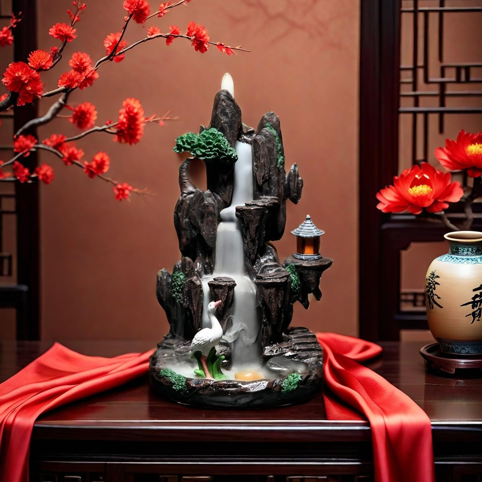 Semli Backflow Incense Holder Waterfall Incense Burner Home Decor Aromatherapy Ornament Incense Cones with Backflow Incense Cones Free (Wonderland)