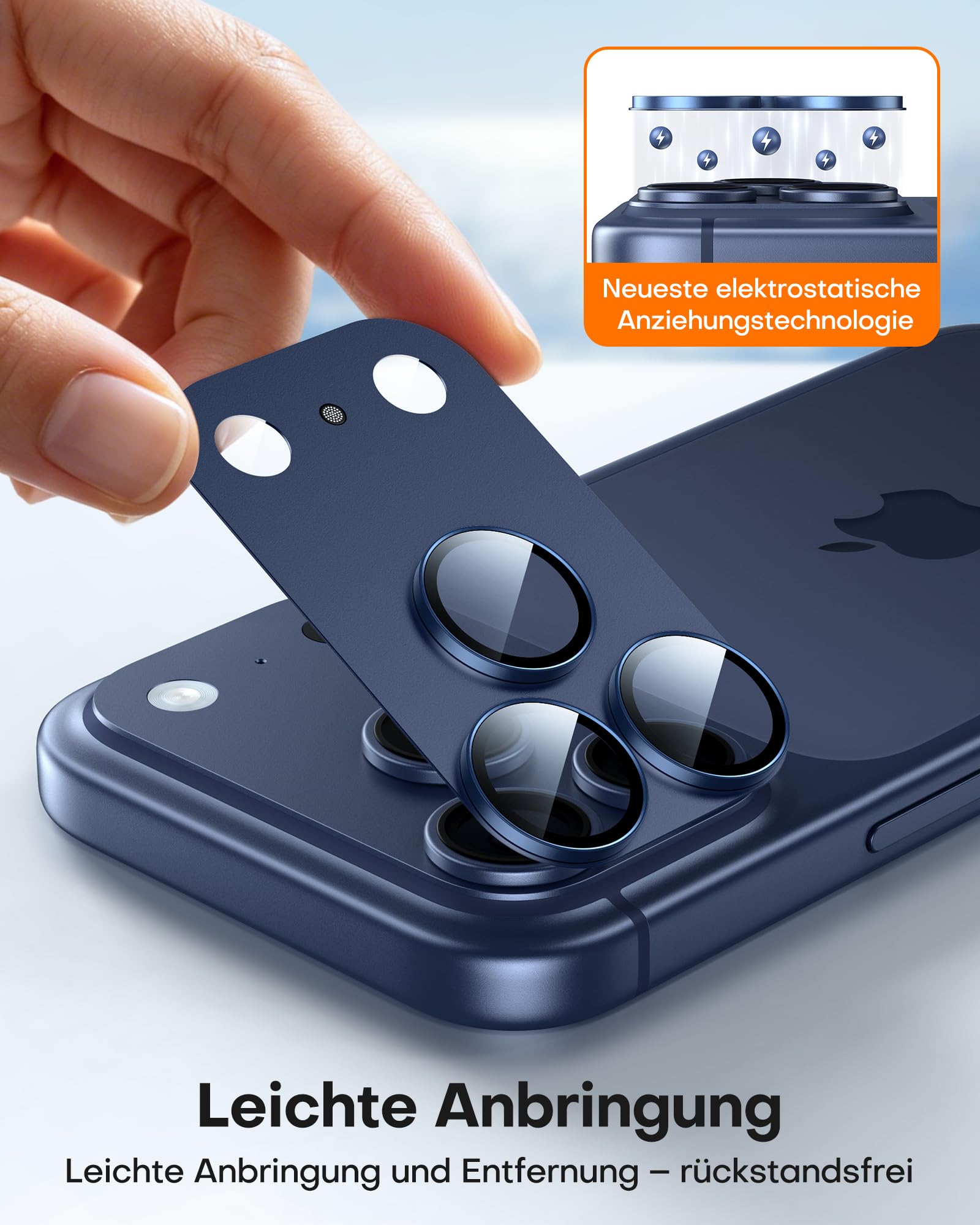 TAURI 2 Stück Kameraschutz für iPhone 17 Pro 6,3", 9H Gehärtetes Glas, Platte aus Aluminiumlegierung Matt, Kratzfestes Kamerafolie, Kamera Linse Schutzfolie - Tiefblau