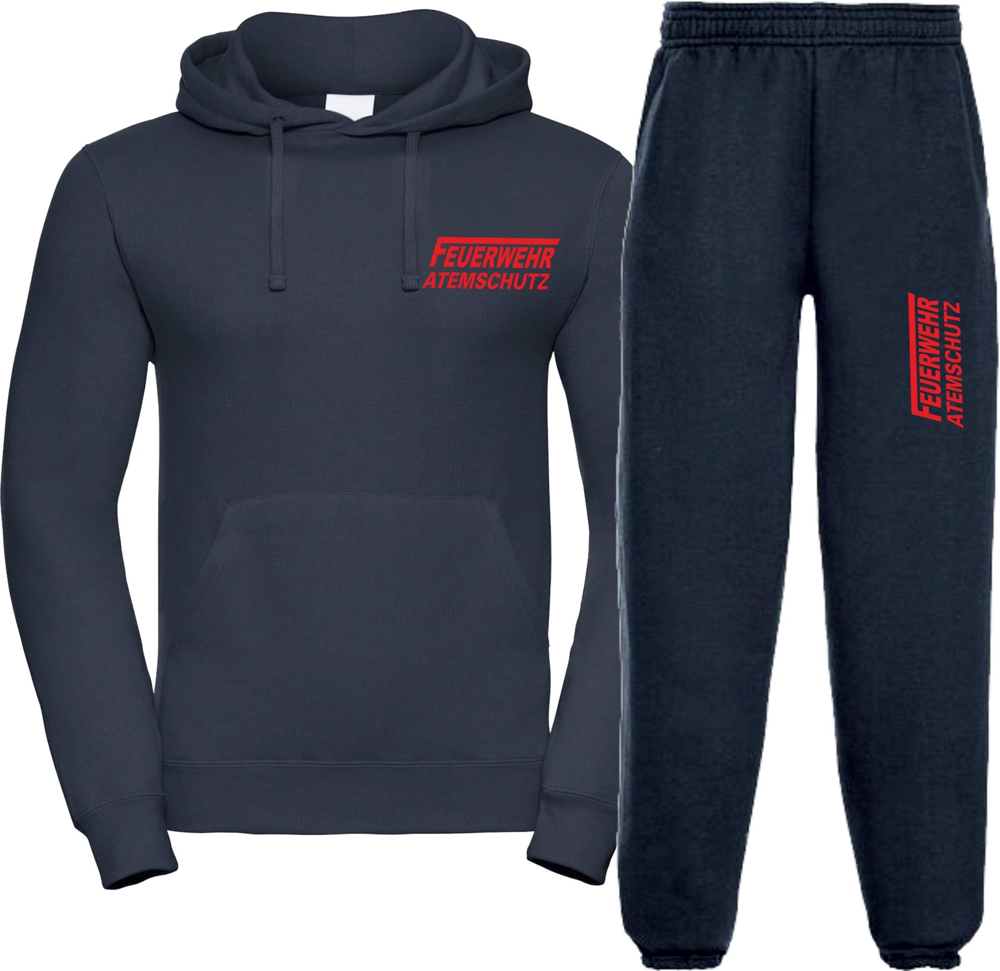 Kapuzen-Jogginganzug Navy, Feuerwehr ATEMSCHUTZ langes F rot