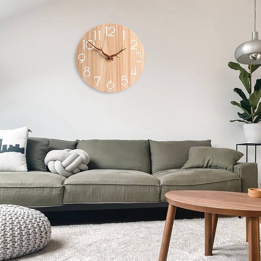 Amazon.co.jp: 壁掛け時計 おしゃれ 木製 アナログ 掛け時計 静音 連続