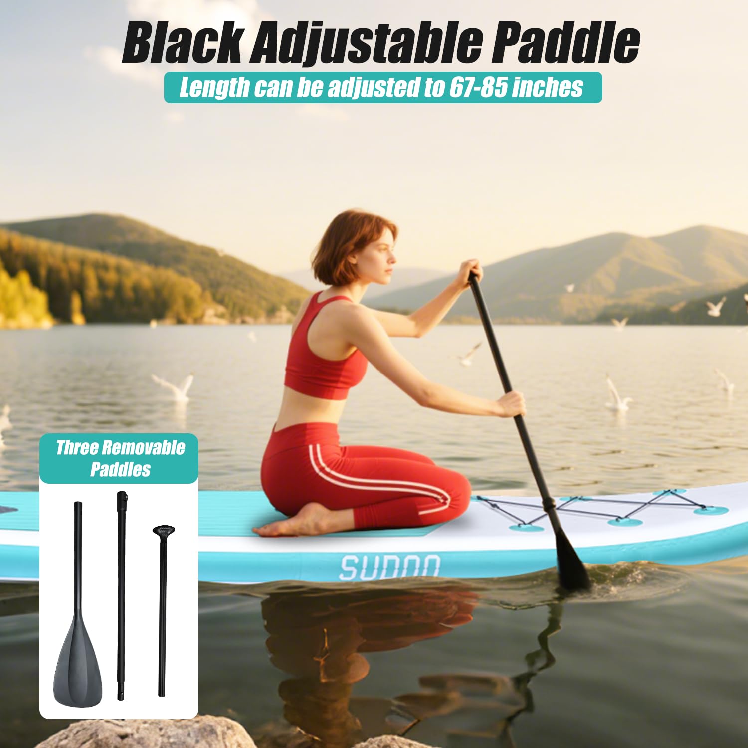 Stand Up Paddling Board, 300cm 325cm SUP Board, Aufblasbare Board für Stand-Up Paddle, Tragkraft bis 150KG, Komplettes Zubehör mit Paddel, Finnen, Pumpe