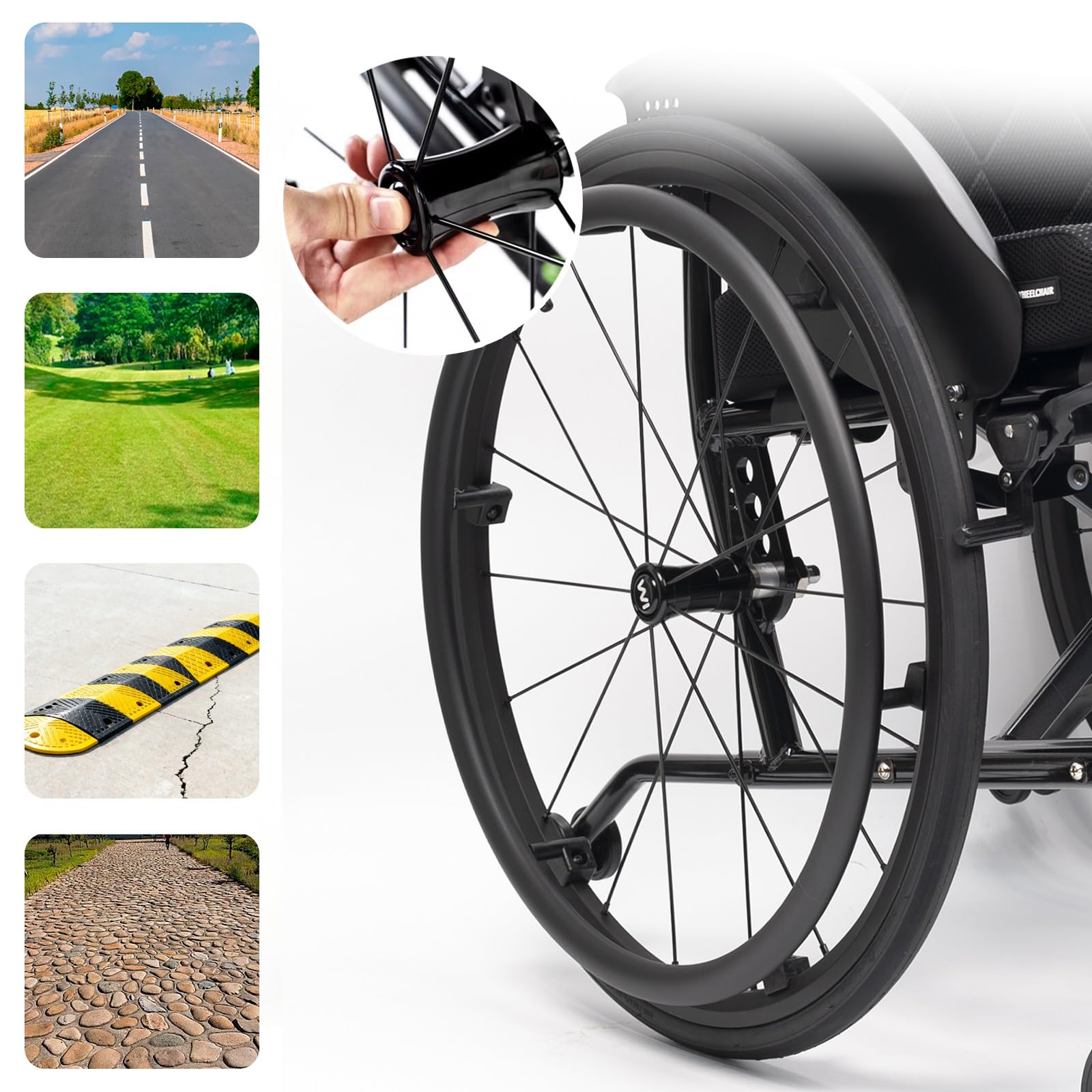 Silla De Ruedas Ligera Para Adultos,marco de aleación de aluminio,Sillas De Ruedas Deportivas Manuales Plegables con Ruedas Desmontables,Ruedas extracción con un botón(Seat width 44cm/17.3in)