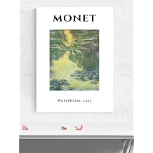 Postermanya Monet Waterlilies, Nil ferler,  zlenimcilik Sanatsal Poster - Afi  - Dekoratif Duvar Poster