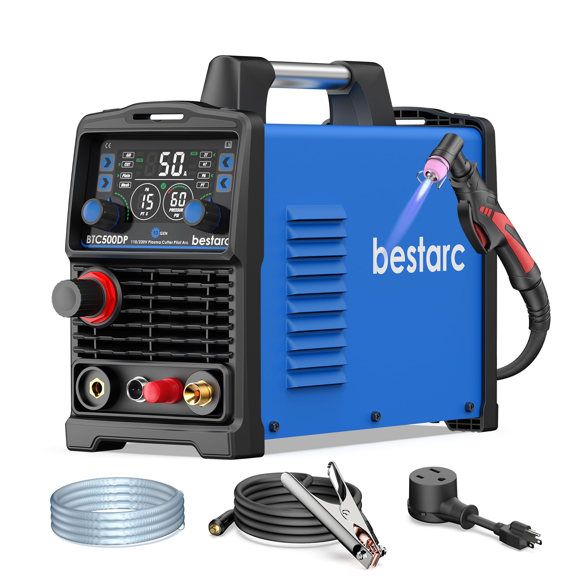 bestarc Taglierina al plasma, arco pilota [tecnologia del sensore d'aria] 110/220V BTC500DP 10a generazione, 50A schermo Display digitale al plasma macchina da taglio (BTC500DP 10GEN 110/220V)