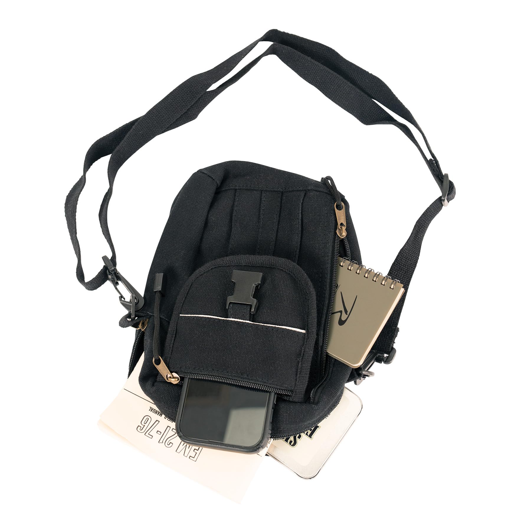 Bolsa de viaje de lona clásica pesada para pasaporte, Negro - 3
