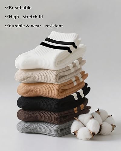 Miniatura 6 de Calcetines Crew para Mujer Calcetines Deportivos a Rayas para Mujeres