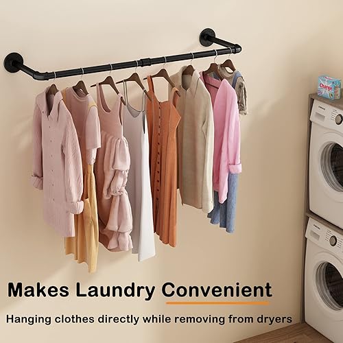Miniatura 4 de UlSpeed Perchero para ropa, 31.5 pulgadas, para montaje en la pared, perchero industrial para ropa, ahorrador de espacio, perchero colgante