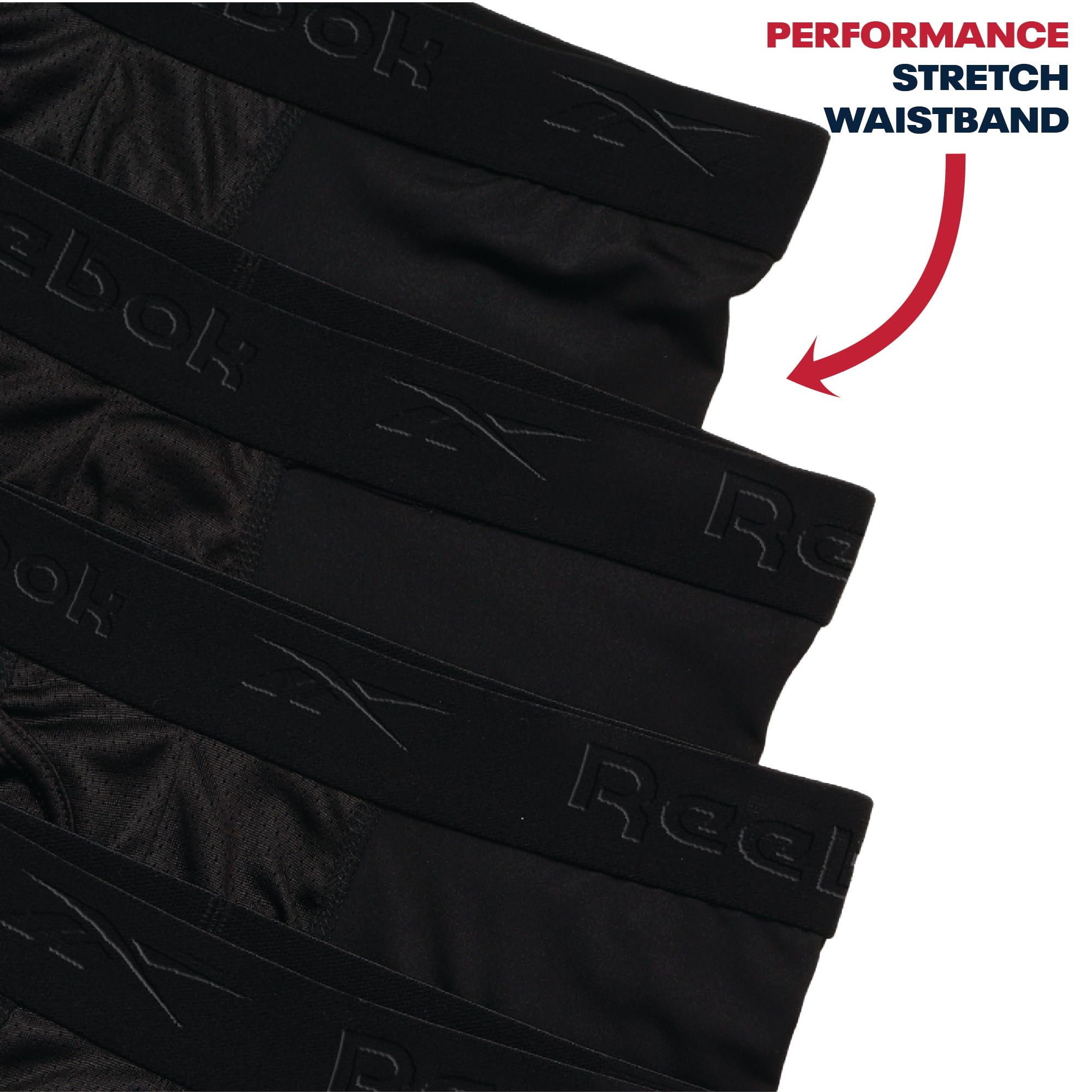 Reebok Męskie bokserki Performance Boxer z funkcjonalnymi Fly (8 sztuk) (czarny, rozmiar X-Large)