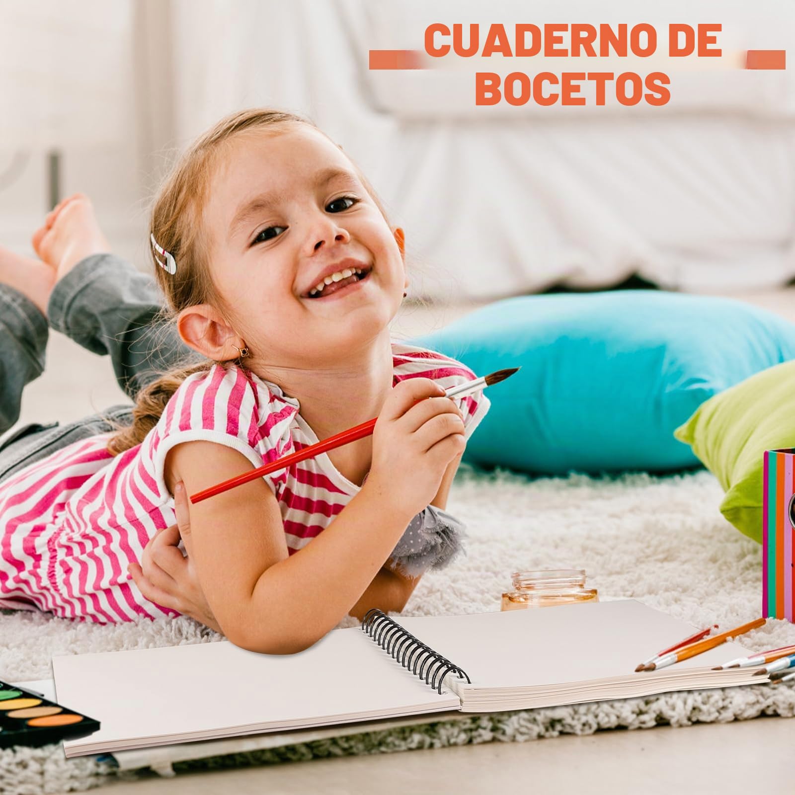 Cuaderno de Dibujo Niños, Bloc Dibujo A4 con Encuadernación en Espiral Libreta Dibujo Regalo para Niños Principiantes en Pintura para Dibujar Escribir Dibujar